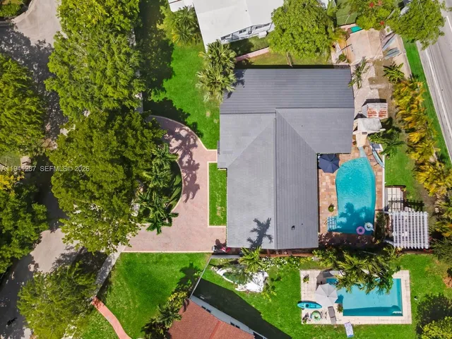 an aerial view of a house