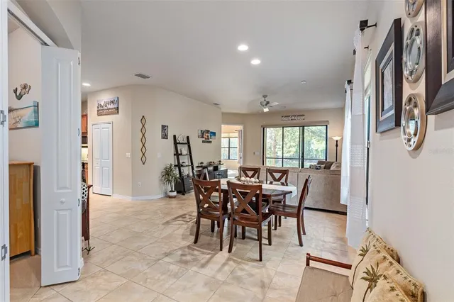 a view of a dining area with furniture