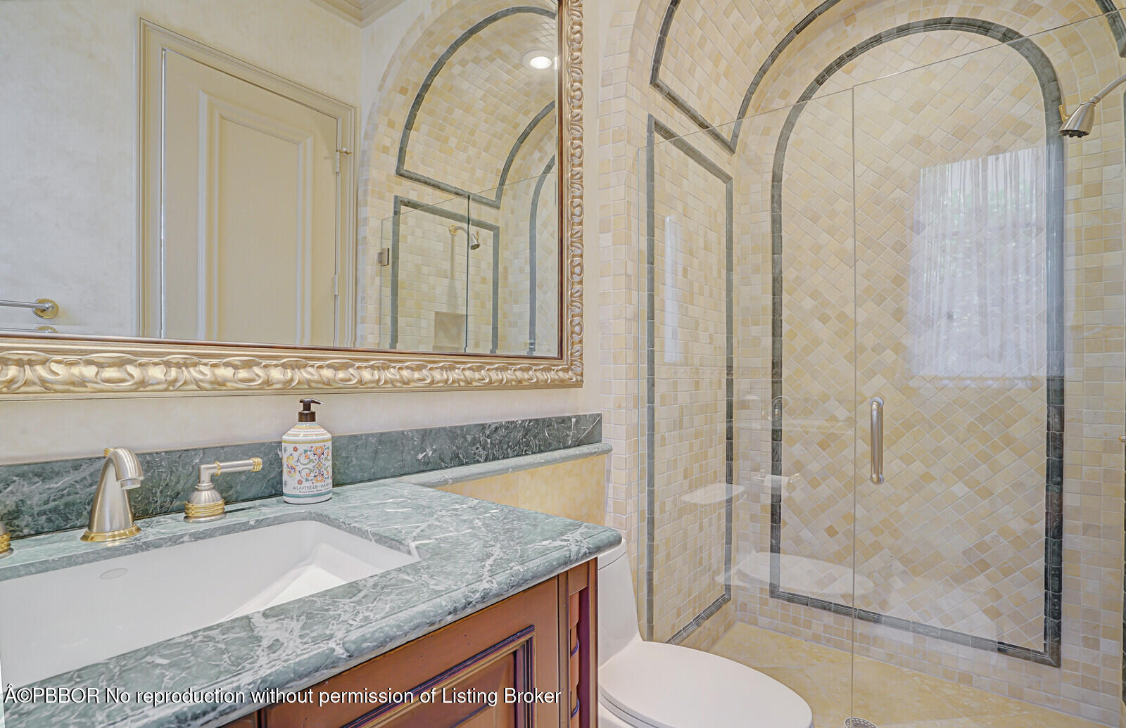 231 Wells Road Palm Beach, FL 33480 - Photo 6 of 39 a bathroom with a granite countertop sink toilet and shower