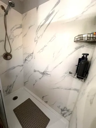 a bathroom with a shower