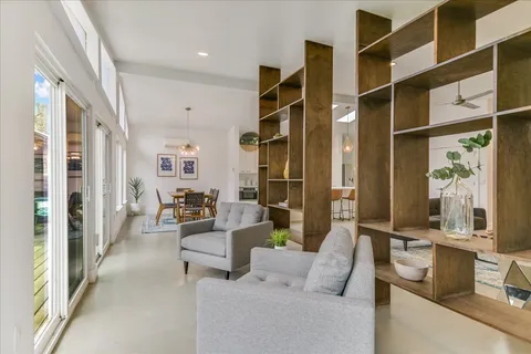 a living room with furniture