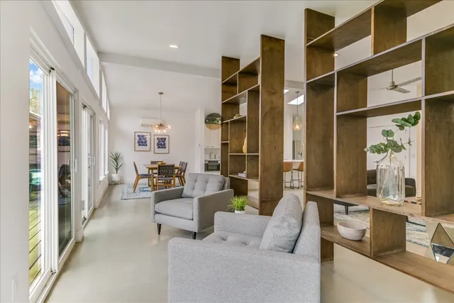 a living room with furniture