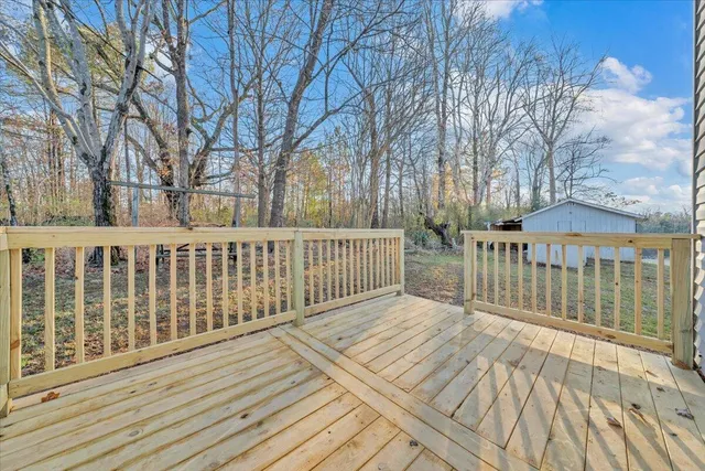 a view of a wooden deck