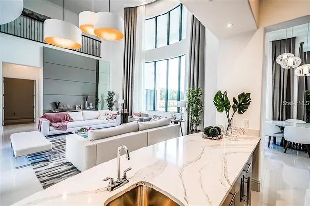 a living room with furniture