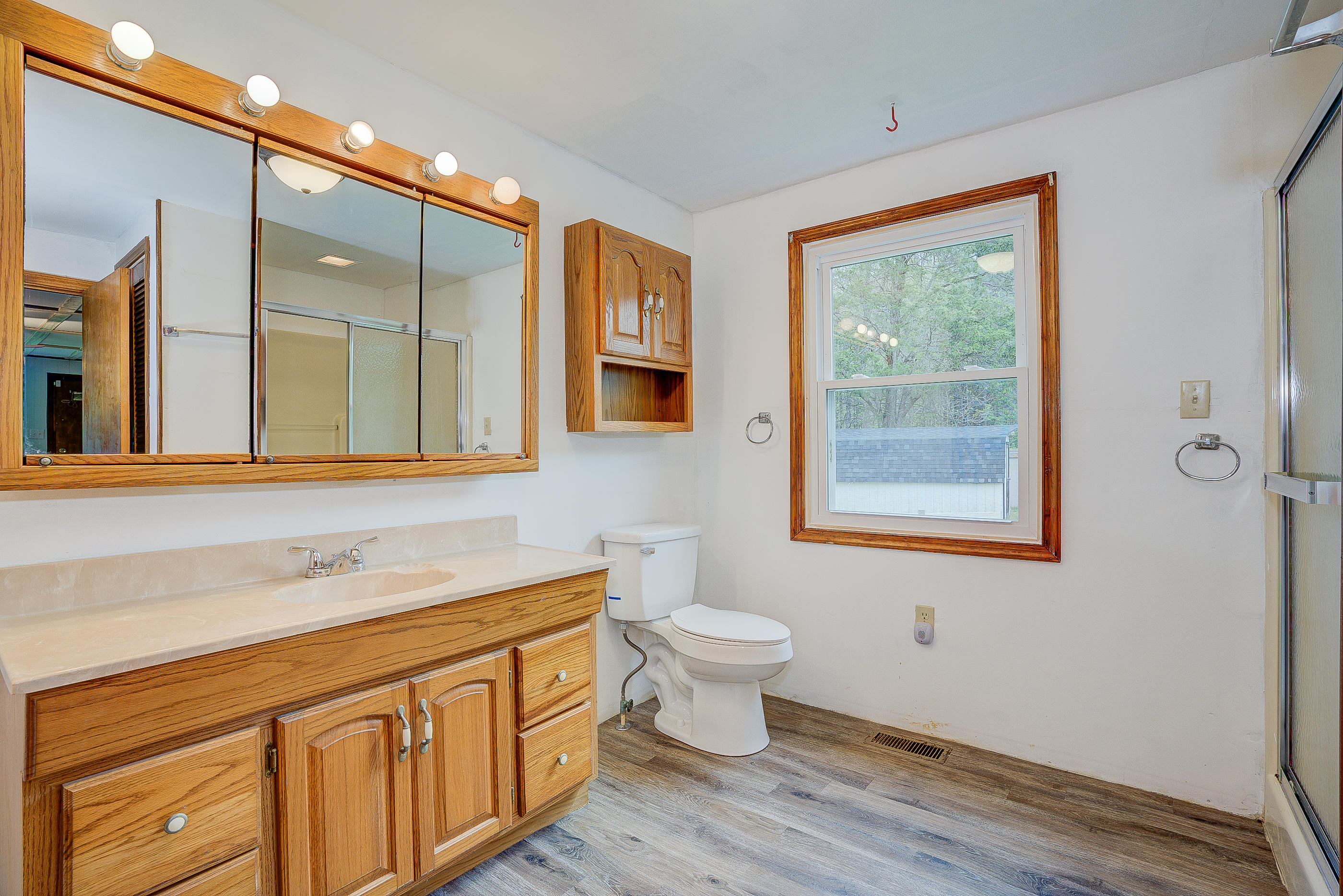 3110 Thomasson Mill Road Goodview, VA 24095 - Photo 23 of 35 a bathroom with a sink a toilet and a mirror