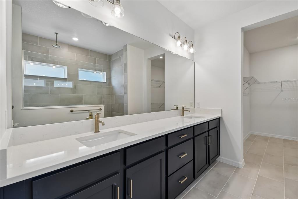 5836 Native Oak Street Mount Dora, FL 32757 - Photo 17 of 39 a bathroom with a double vanity sink a mirror and a