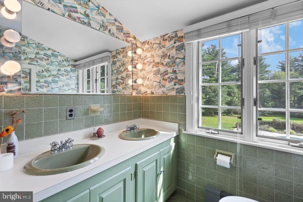 1038 Mill Rd Circle Rydal, PA 19046 - Photo 37 of 61 a bathroom with a sink and a large mirror