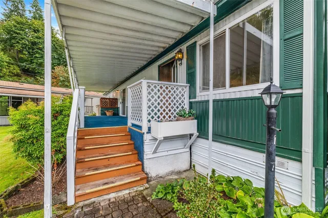 a balcony view with a garden