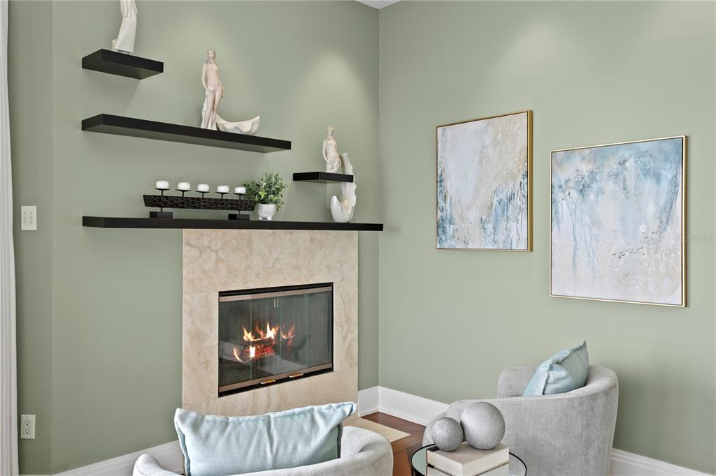 2279 Mermaid Point Northeast St. Petersburg, FL 33703 - Photo 73 of 100 a living room with furniture and a fireplace