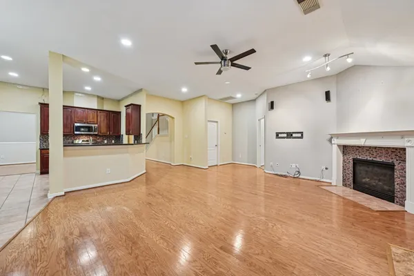 a view of a kitchen with a sink and a kitchen