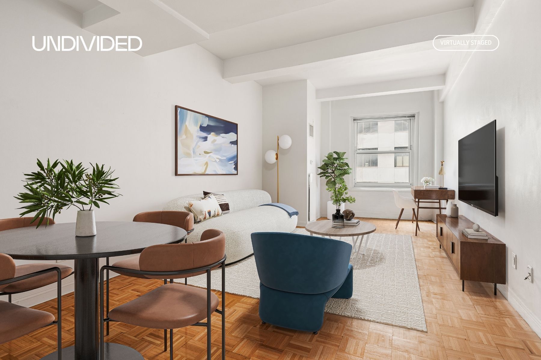 Undisclosed Address Manhattan, NY 10006 - Photo 2 of 9 a view of a livingroom with furniture and a flat screen tv