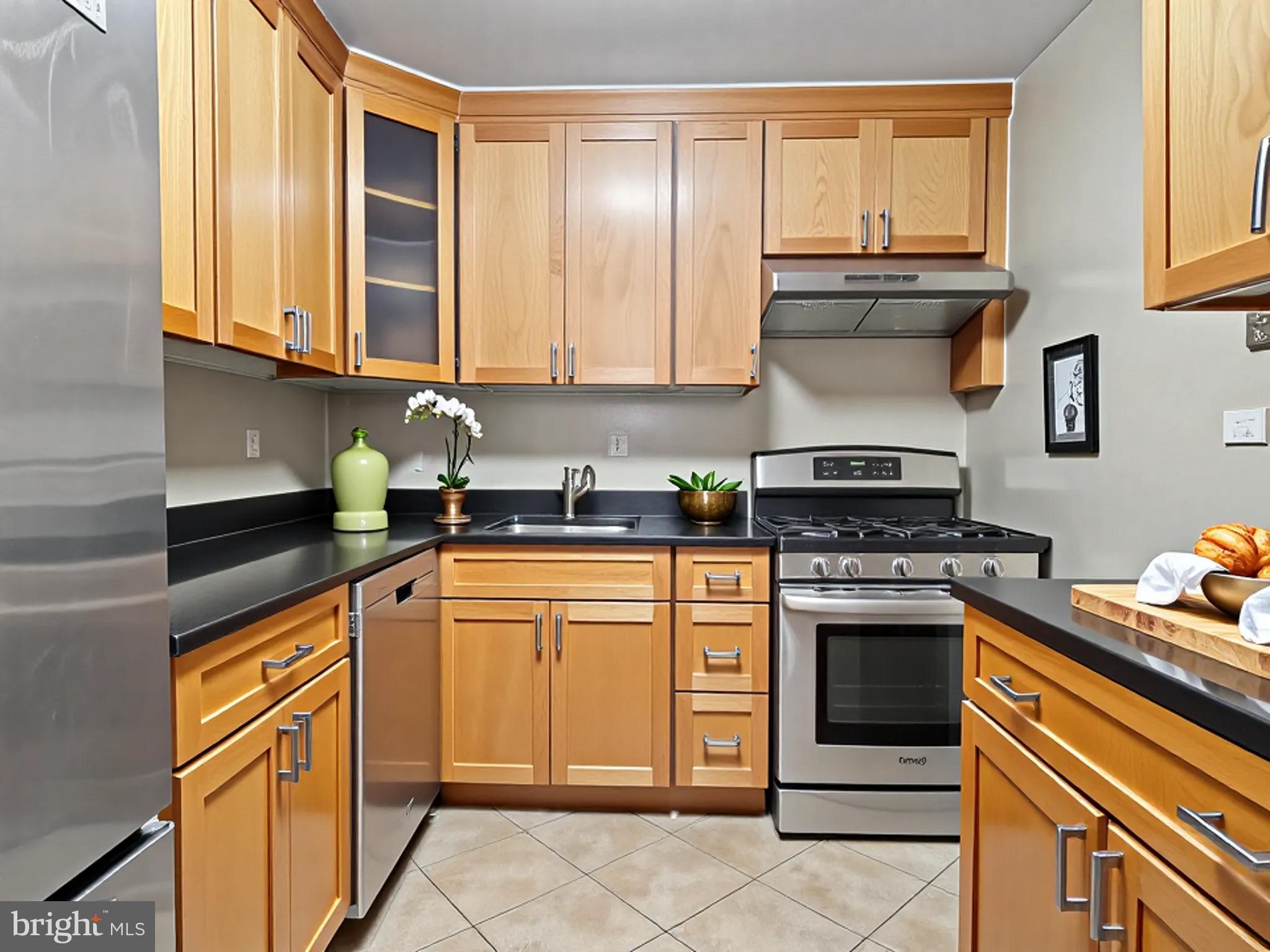 700 7th Street Southwest, Unit 430 Washington, DC 20024 - Photo 10 of 15 a kitchen with stainless steel appliances granite countertop a stove a sink and a microwave