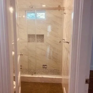 a bathroom with a shower