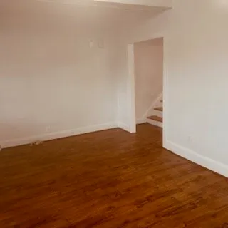 an empty room with an ocean