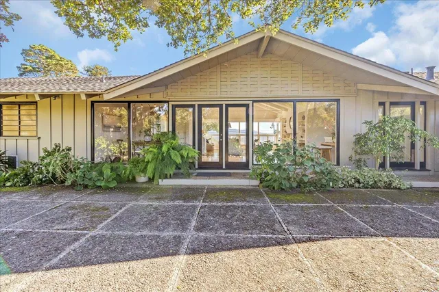 a view of a house with garden and plants
