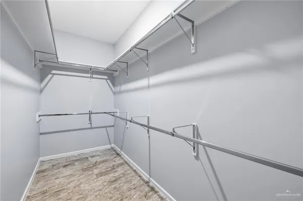 a view of a room with racks on the wall