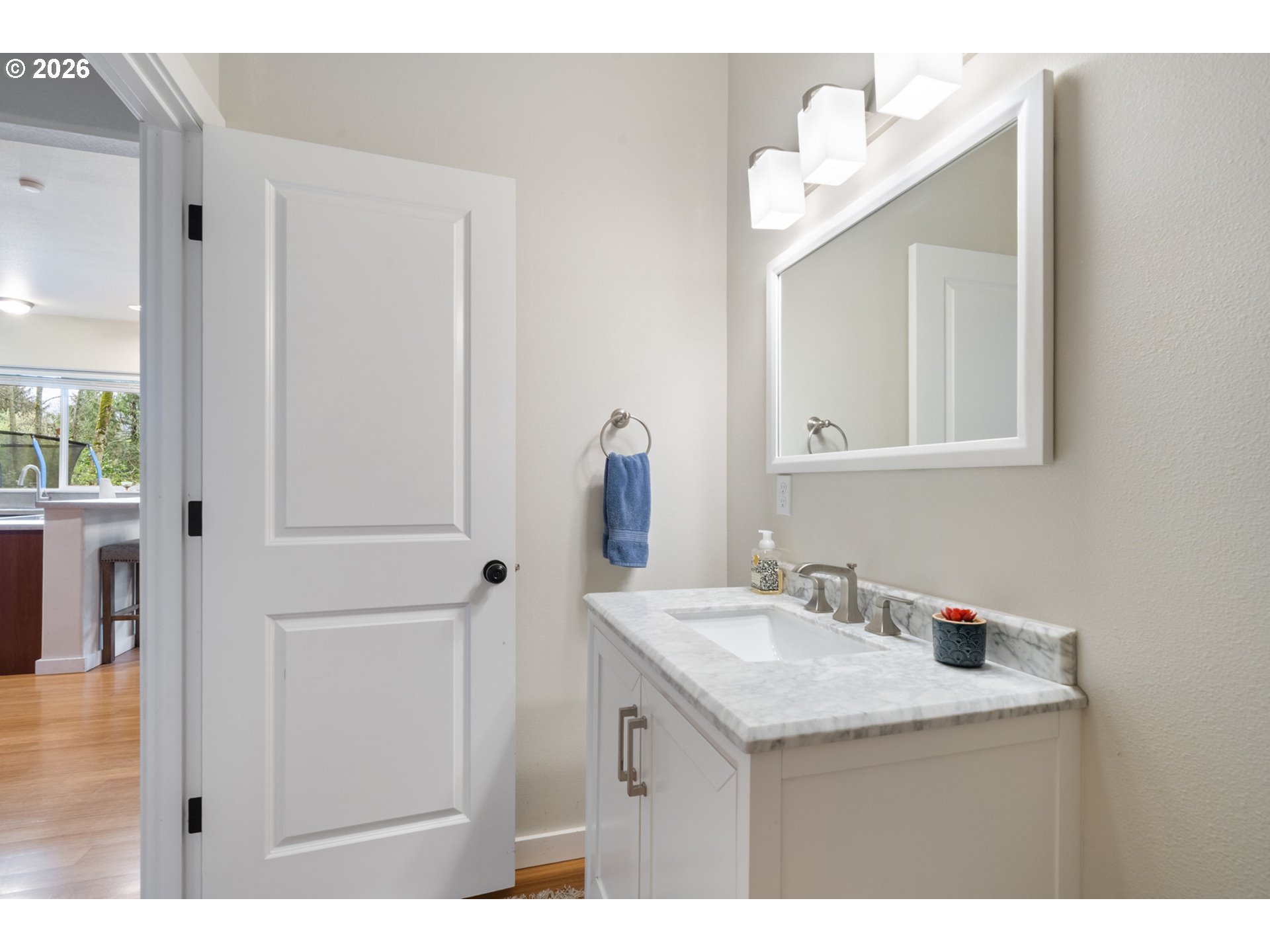 6040 Brickyard Road Tillamook, OR 97141 - Photo 19 of 41 a bathroom with a sink vanity and a mirror