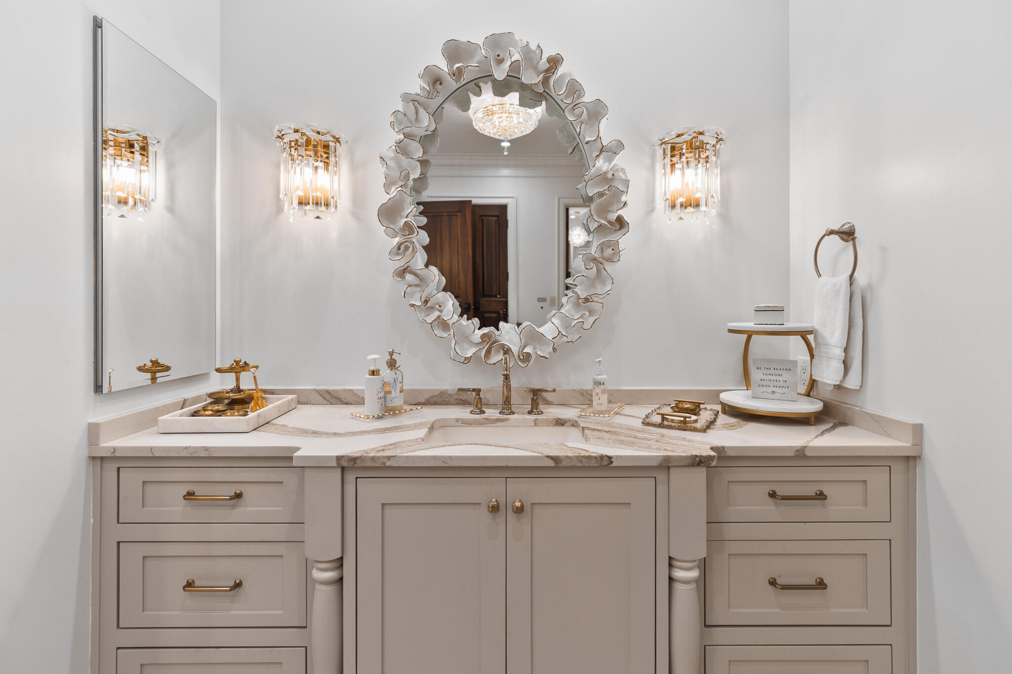 756 Blue Mountain Road Santa Rosa Beach, FL 32459 - Photo 39 of 86 a bathroom with a sink vanity and mirror