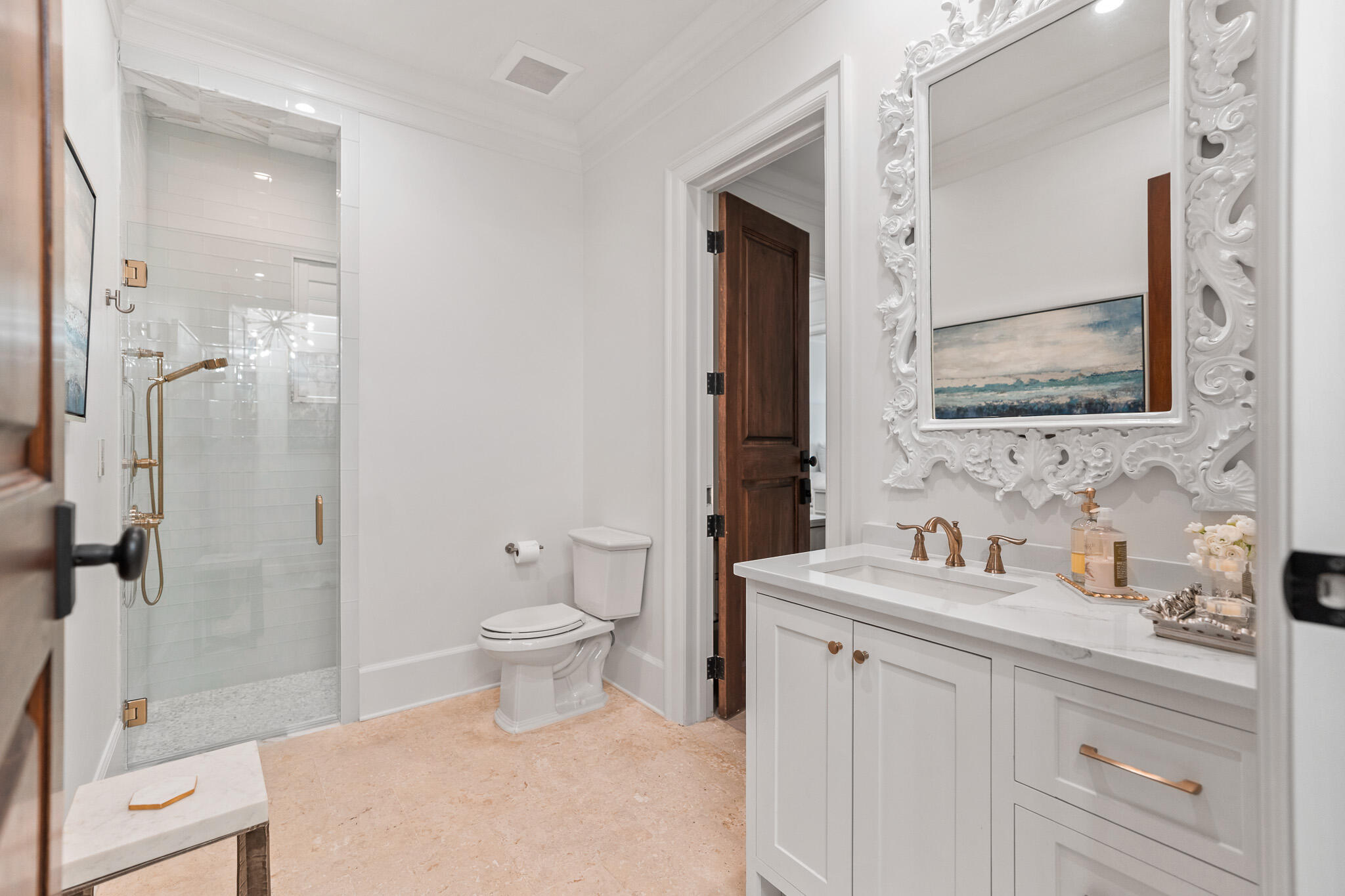 756 Blue Mountain Road Santa Rosa Beach, FL 32459 - Photo 59 of 86 a bathroom with a sink a toilet and shower