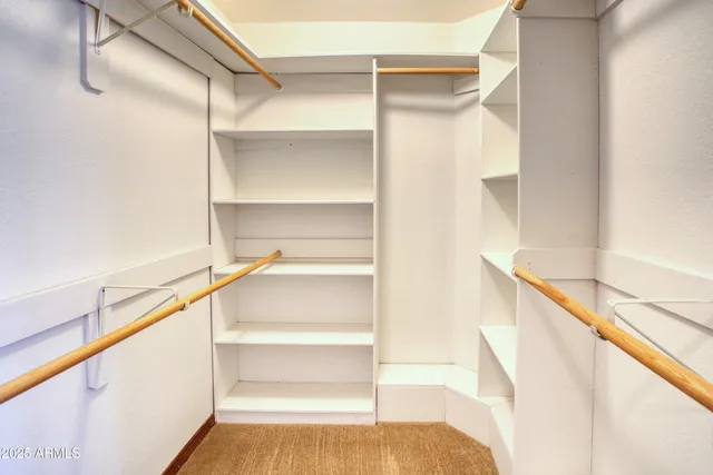 a view of an empty walk in closet