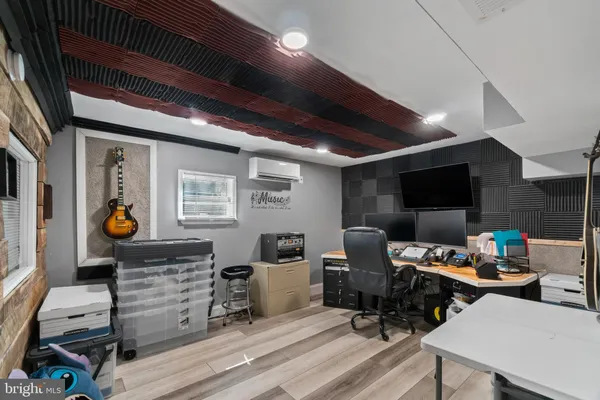 a living room with a couch and a table