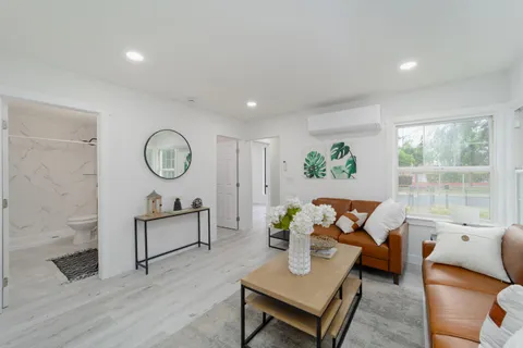 a living room with furniture