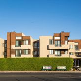 a view of a building with a street view
