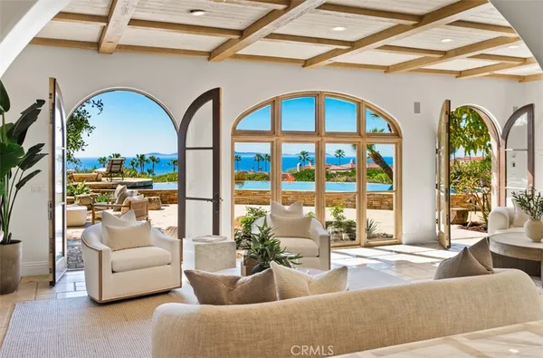 a living room with furniture a fireplace and a potted plant