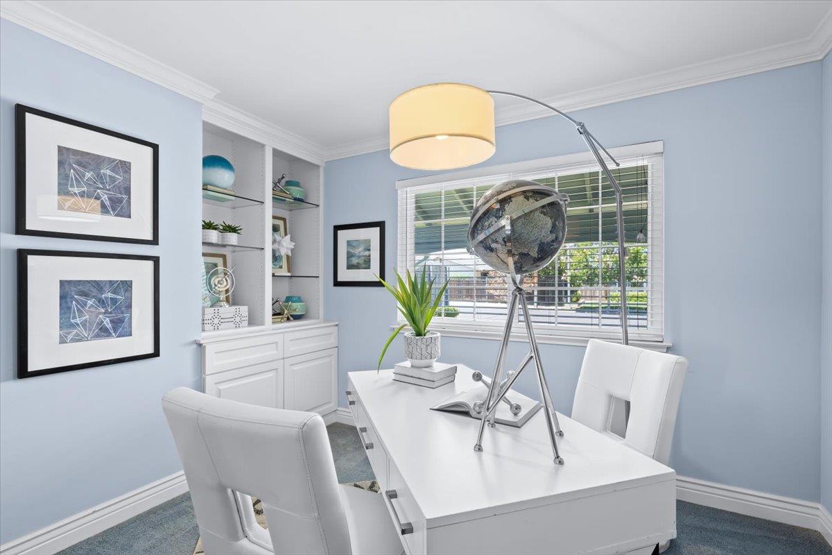 1470 Inskip Drive Campbell, CA 95008 - Photo 19 of 43 a view of a dining room with furniture wooden floor and a large window