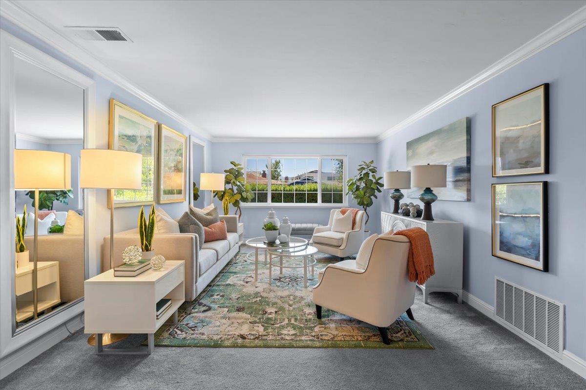 1470 Inskip Drive Campbell, CA 95008 - Photo 7 of 43 a living room with furniture fireplace and a large window