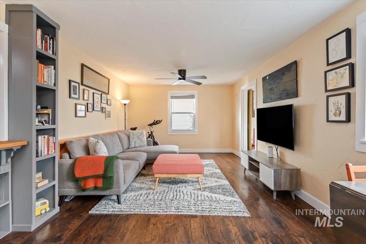 2837 Ona Street Boise, ID 83705 - Photo 11 of 26 Living area featuring dark wood-style flooring and ceiling fan