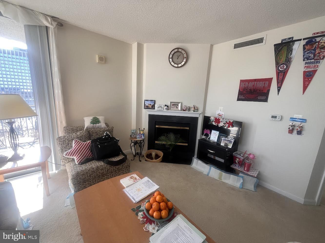 11710 Old Georgetown Road, Unit 602E Rockville, MD 20852 - Photo 12 of 22 a living room with furniture and a fireplace