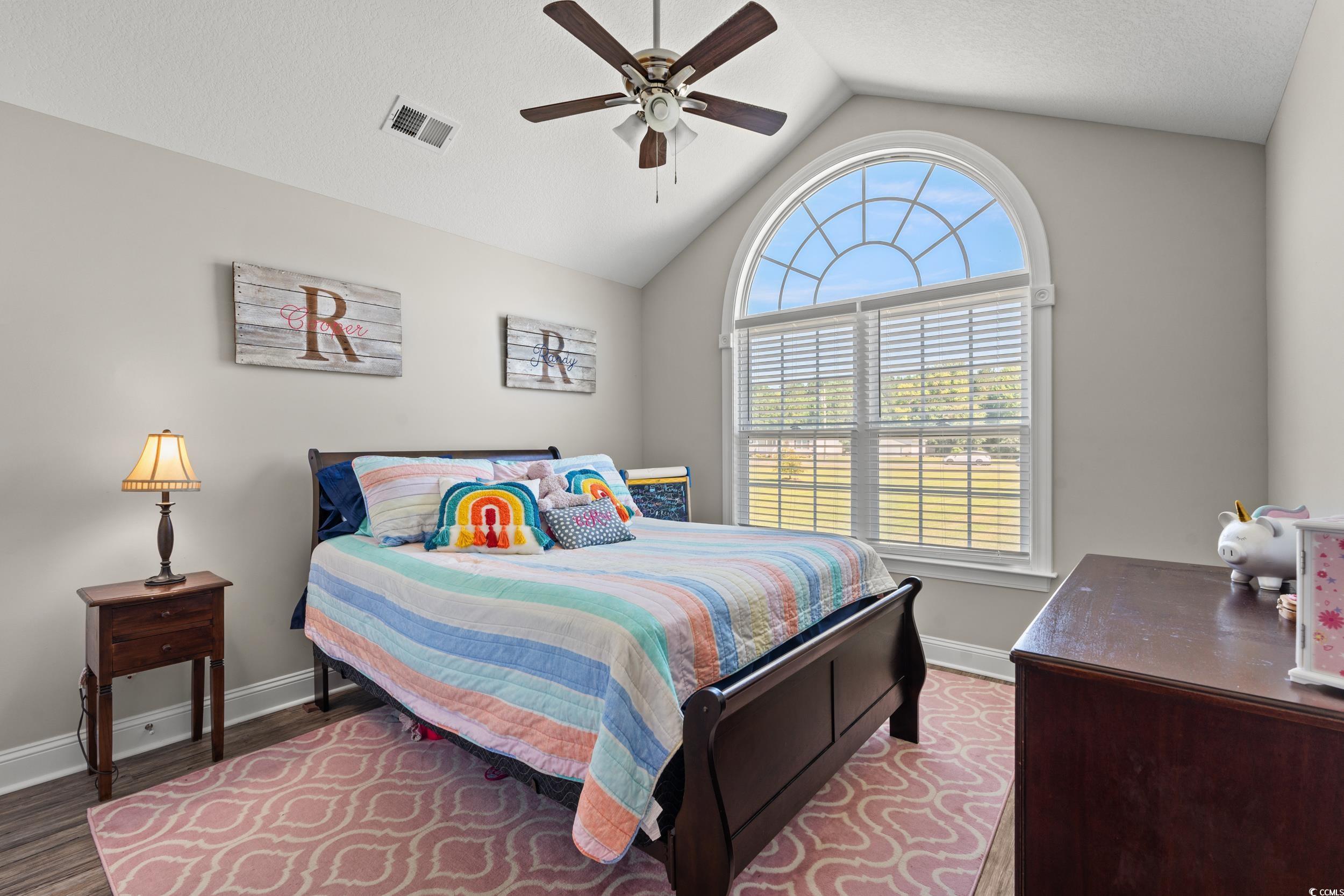1333 Zion Road Aynor, SC 29544 - Photo 17 of 34 Bedroom with lofted ceiling, ceiling fan, and hard