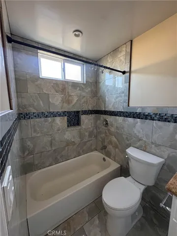 a bathroom with a toilet and a bathtub