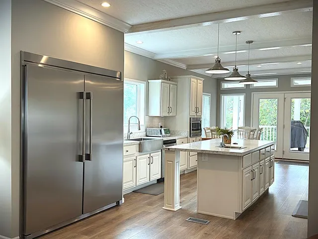 a room with a desk and chair