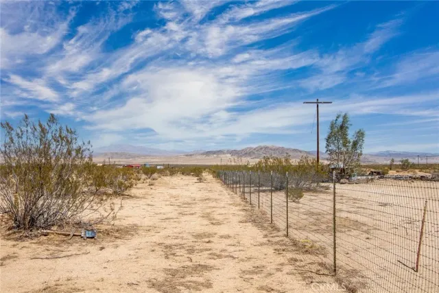a view of a yard with an ocean view
