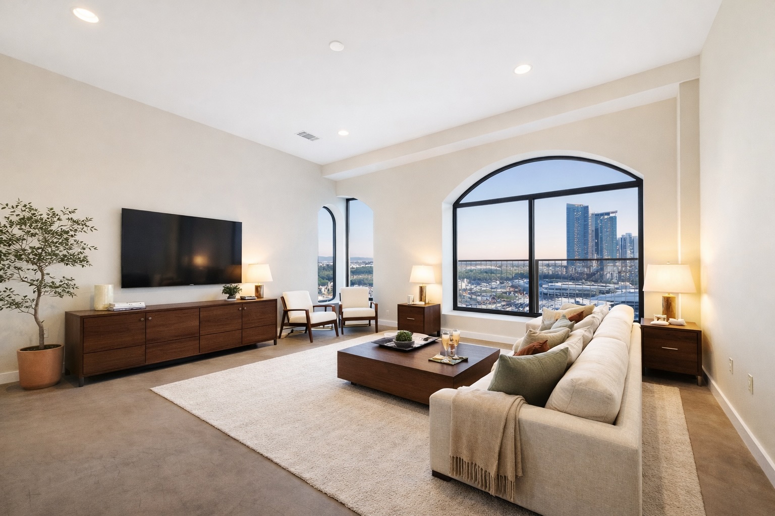 507 Sabine Street, Unit 707 Austin, TX 78701 - Photo 1 of 25 staged living room (ai)
