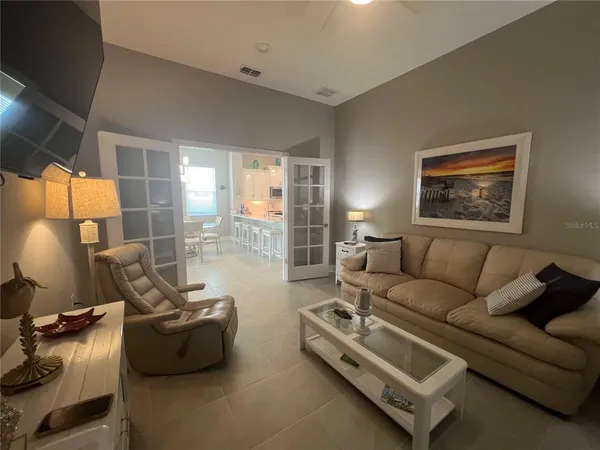 a living room with furniture