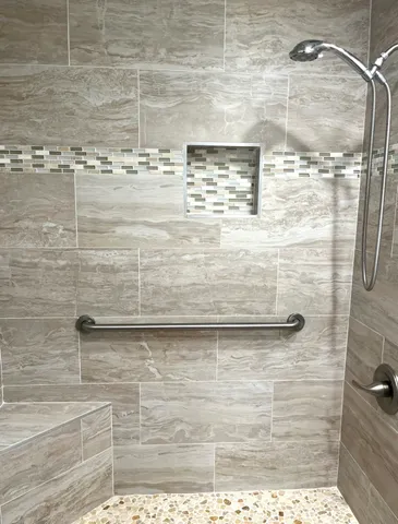 a bathroom with a shower