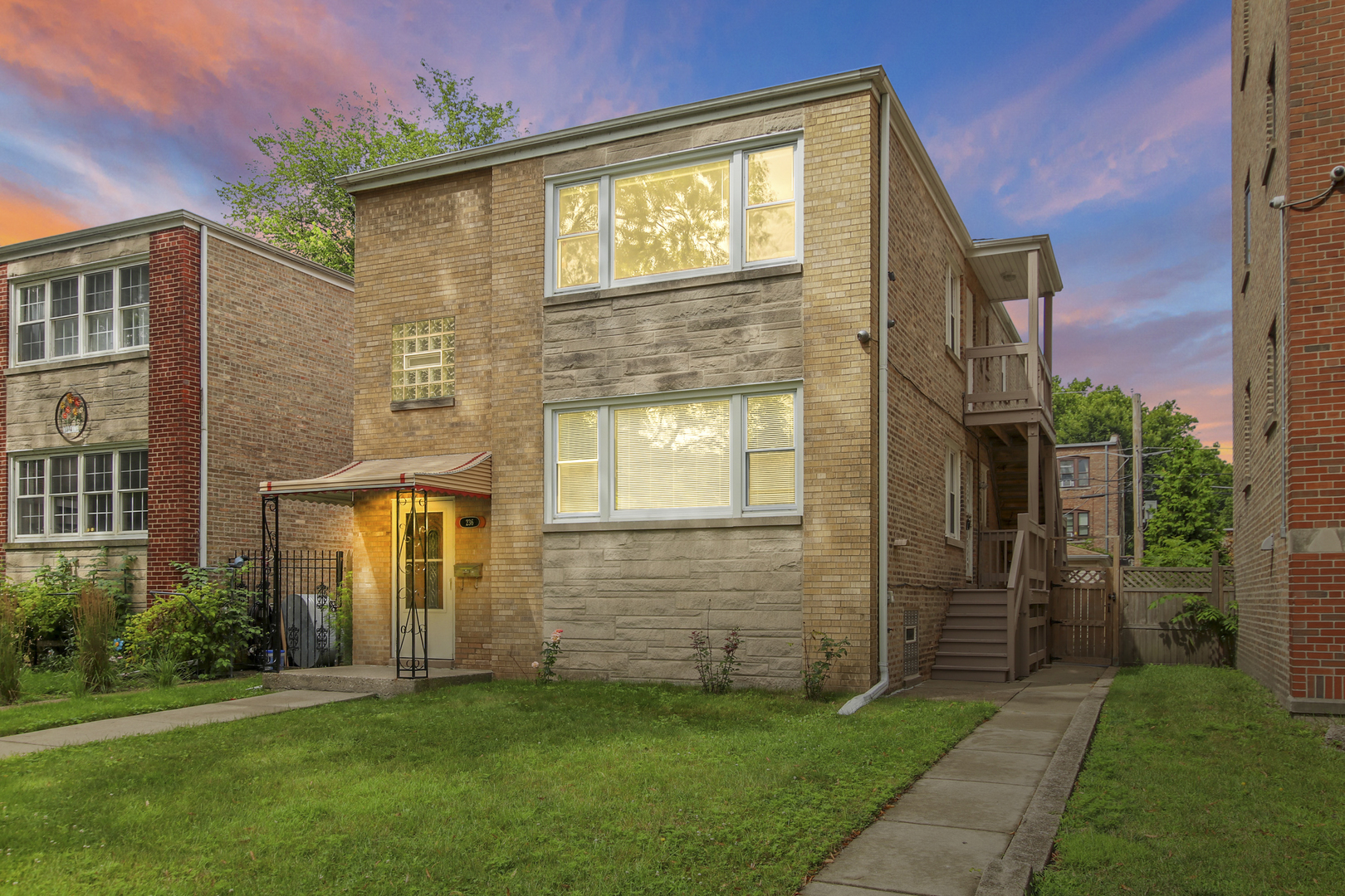 a brick building with a large windows