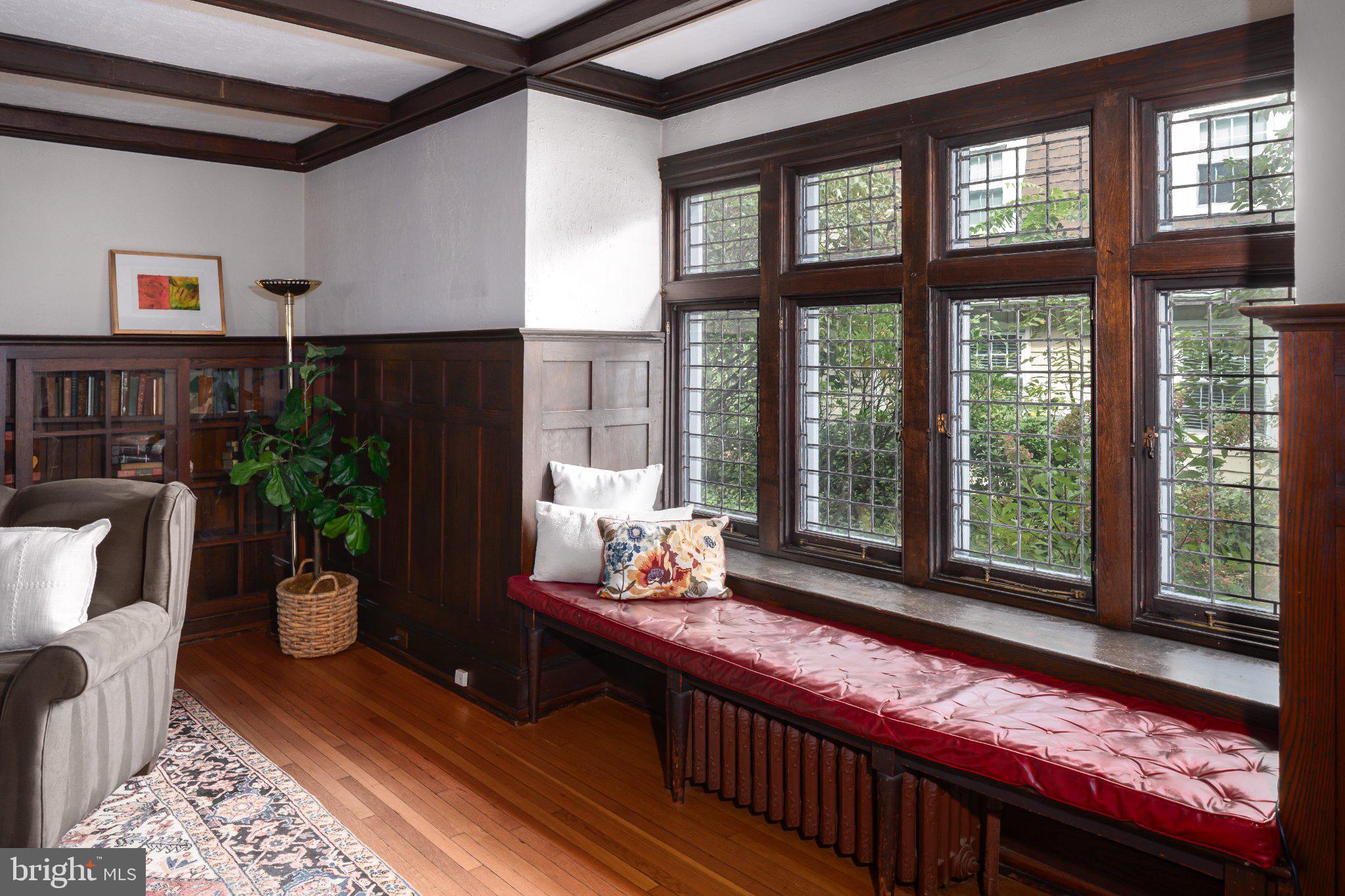 123 Penarth Road Bala Cynwyd, PA 19004 - Photo 18 of 62 Formal Living Room w/ Striking Leaded Windows