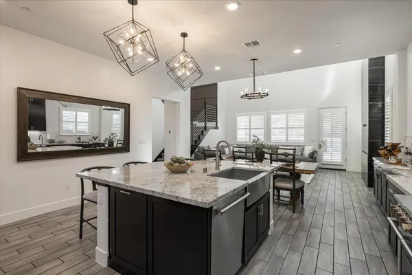 a kitchen with lots of counter top space