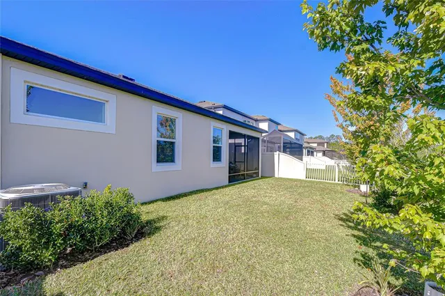 a view of a park with large trees