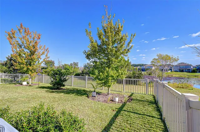 a view of a garden with a bench