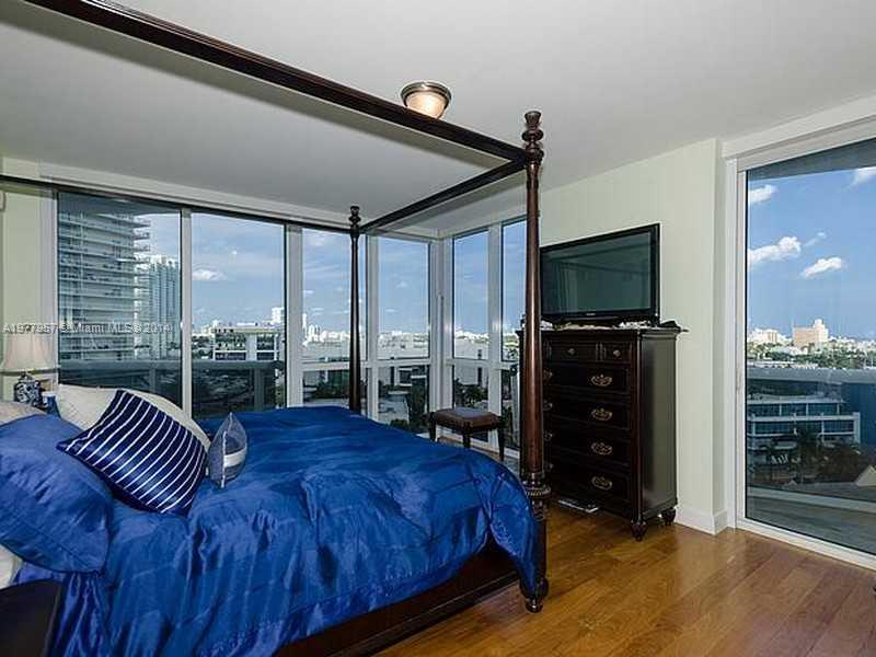 400 Alton Road, Unit 1011 Miami Beach, FL 33139 - Photo 7 of 13 a spacious bedroom with a bed and a television