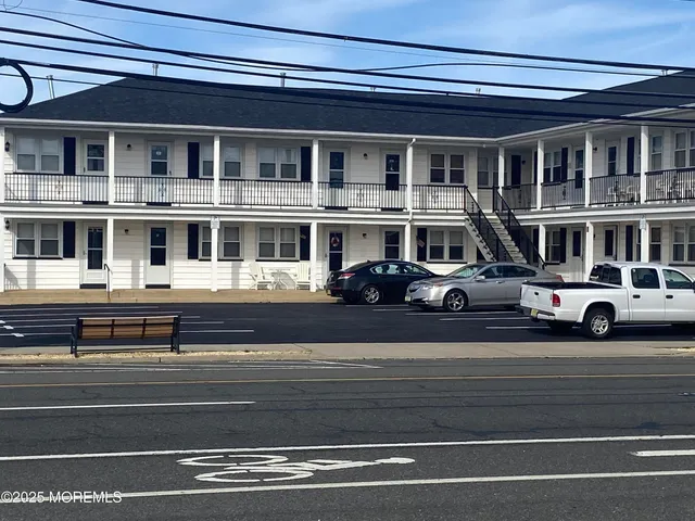 a view of a building with a balcony