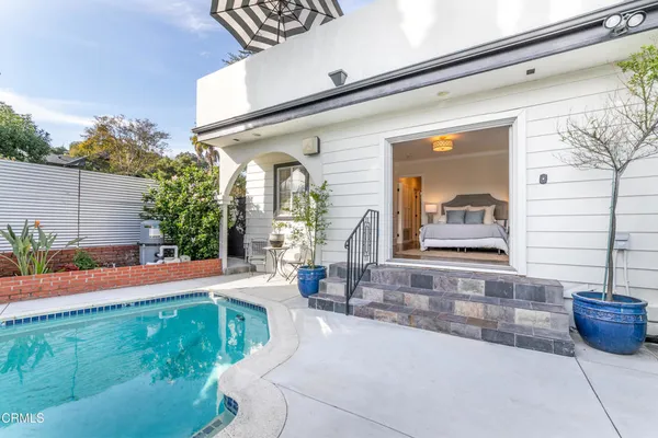 a view of living room and yard