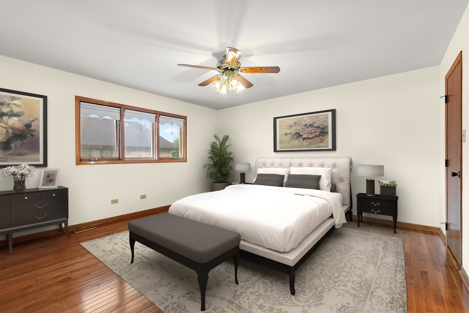 10459 Eagle Ridge Drive, Unit 139 Orland Park, IL 60467 - Photo 13 of 25 a bedroom with a bed and wooden floor