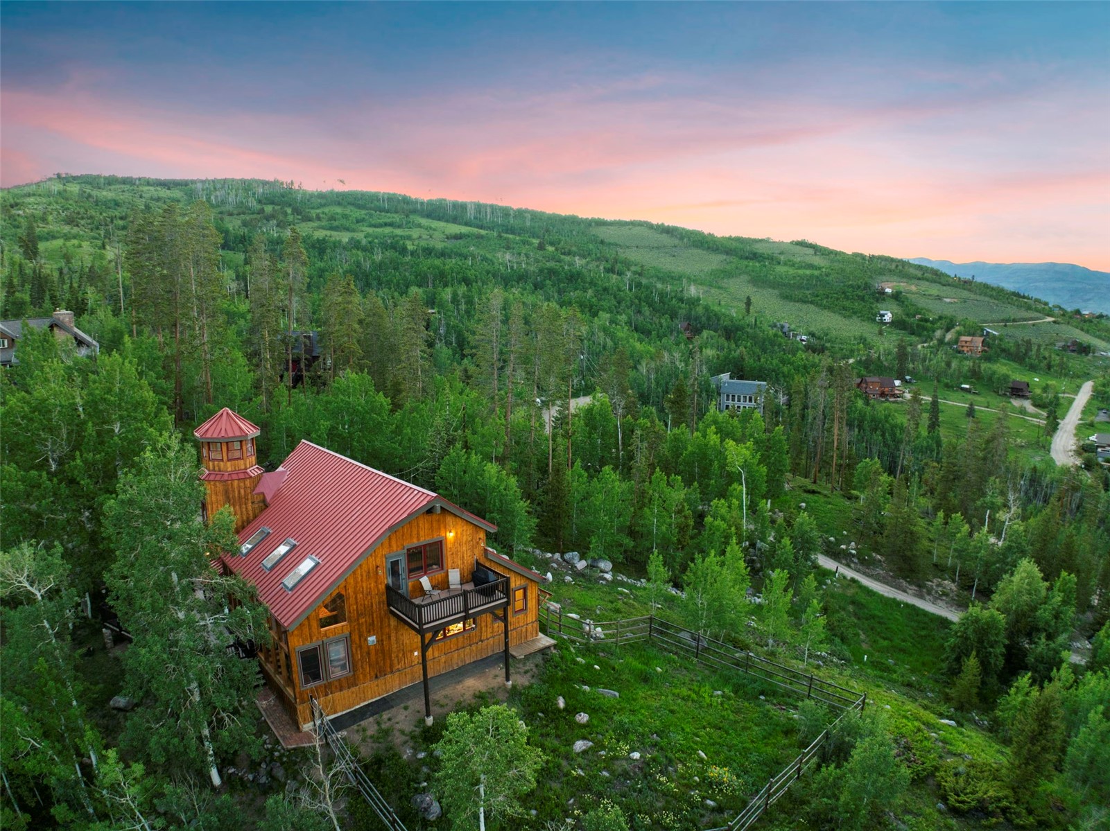1516 Blue Ridge Road Silverthorne, CO 80498 - Photo 1 of 50 Aerial view at dusk of a mountain view