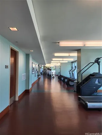 a view of a room with gym equipment
